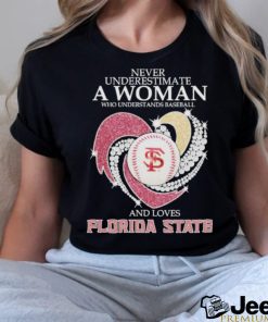 Never underestimate a woman who understand baseball and love Florida State Seminoles diamond 2024 Shirt