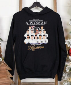 Never underestimate a woman who understands baseball and loves Tigers team shirt