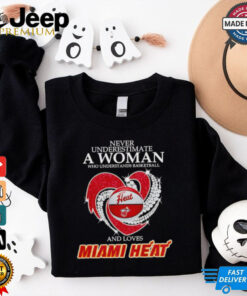 Never underestimate a woman who understands basketball and loves Miami Heat shirt