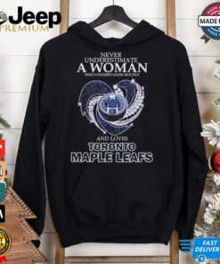 Never underestimate a woman who understands hockey and loves Toronto Maple Leafs shirt