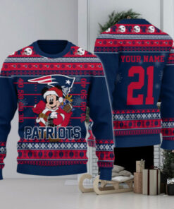 New England Patriots Mickey Mouse Santa Ugly Christmas Sweater