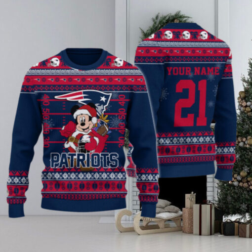 New England Patriots Mickey Mouse Santa Ugly Christmas Sweater