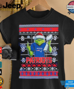 New England Patriots X Grinch Christmas with Super Bowl Trophy ugly Christmas shirt