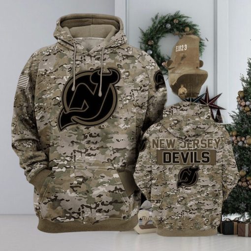 New Jersey Devils Camouflage Veteran Cotton Awesome 3D Hoodie