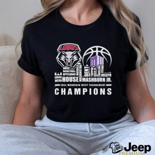 New Mexico Lobos Skyline Players Name 2024 Mountain West Champions Shirt