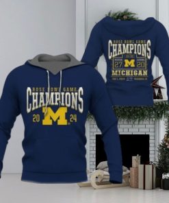 New Michigan Wolverines College Football Playoff 2024 Rose Bowl Champions Hoodie