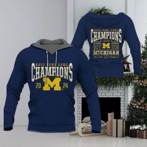 New Michigan Wolverines College Football Playoff 2024 Rose Bowl Champions Hoodie