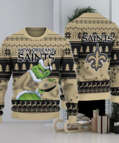 New Orleans Saints Grinch Ugly Christmas Sweater