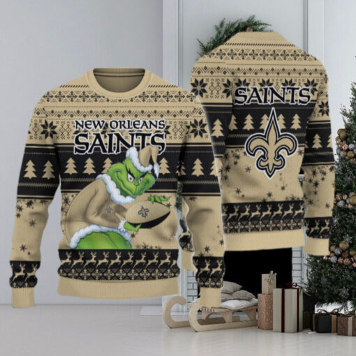 New Orleans Saints Grinch Ugly Christmas Sweater