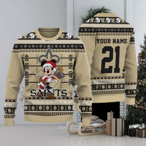 New Orleans Saints Mickey Mouse Santa Ugly Christmas Sweater