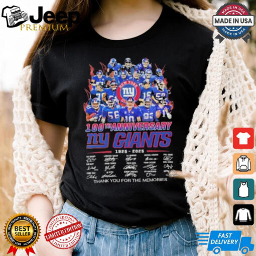 New York Giants 100th Anniversary 1925 2025 Thank You For The Memories Signature Shirt