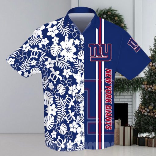 New York Giants All Over Print Flowery Short Sleeve Dress Shirt Hawaiian Summer Aloha Beach Shirt