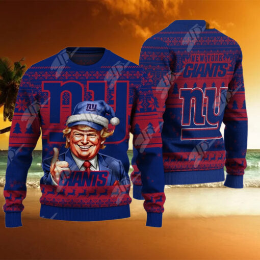 New York Giants Christmas Donald Trump Knitted Sweater