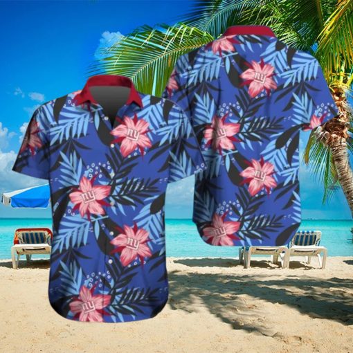 New York Giants Hawaiian Tracksuit Floral Outfits Button Down Shirt Beach Shorts