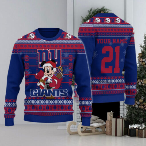 New York Giants Mickey Mouse Santa Ugly Christmas Sweater