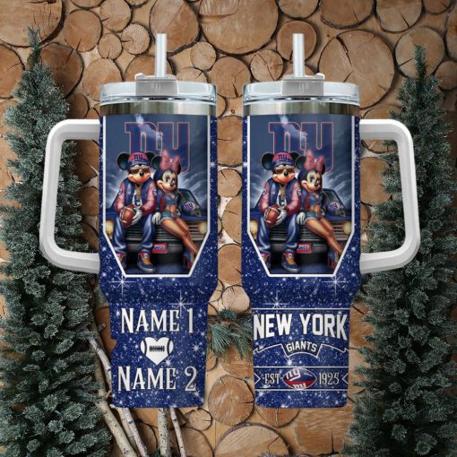 New York Giants NFL Mickey And Minnie Couple 40oz Stanley Tumbler Custom Name