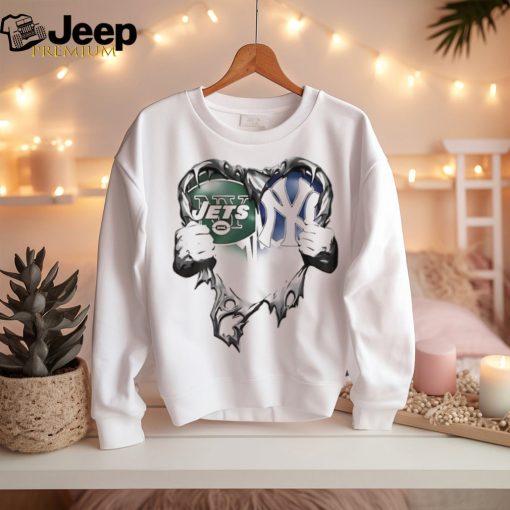 New York Jets And Yankees Sport Team love heart shirt