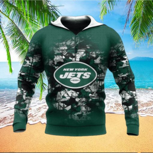 New York Jets Camouflage Vintage NFL Hoodie 3D