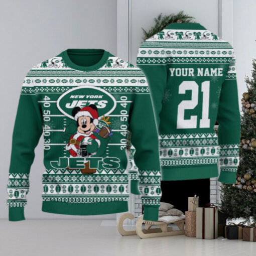 New York Jets Mickey Mouse Santa Ugly Christmas Sweater