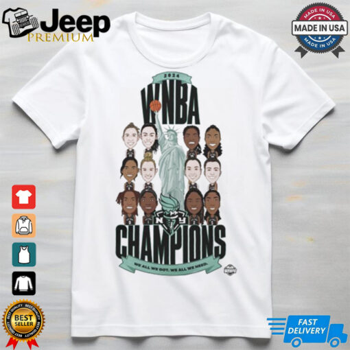 New York Liberty Stadium Essentials Unisex 2024 WNBA Finals Champions Teammates Roster T Shirt