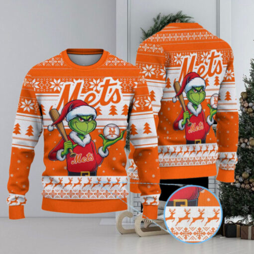 New York Mets Funny Grinch Christmas Sweater