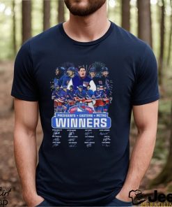 New York Rangers 2023 2024 Presidents + Eastern + Metro Winners Signatures Shirt