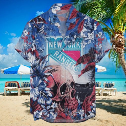 New York Rangers NHL Hawaiian Shirt Tropical Skull Design For Men Women