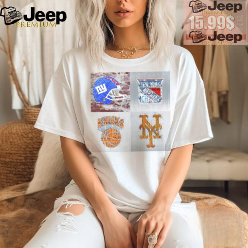 New York Sports Team Logo License Plate Art Giants Rangers Knicks Mets V8 Kids T Shirt