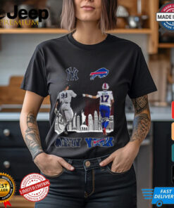 New York Yankees Aaron Judge And Buffalo Bills Josh Allen Signatures Skyline 2024 T shirt