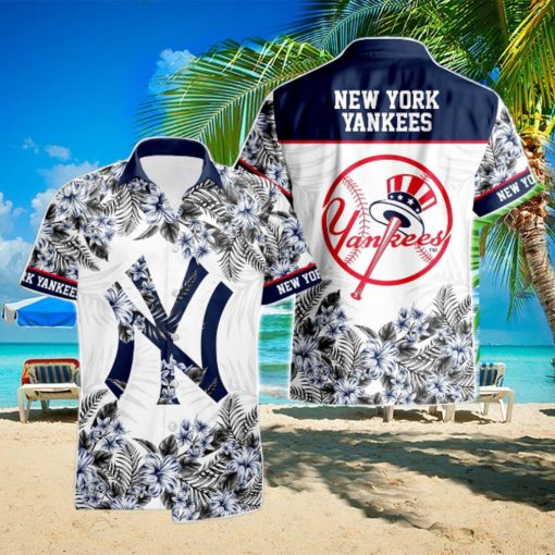 New York Yankees Hibiscus Plumeria Flower 3D Printed Hawaiian Shirt