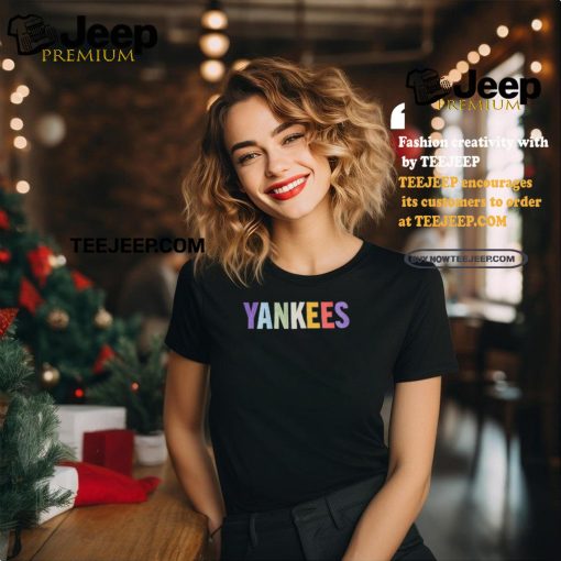 New York Yankees MLB Light Rainbow Black Short Sleeve T Shirt