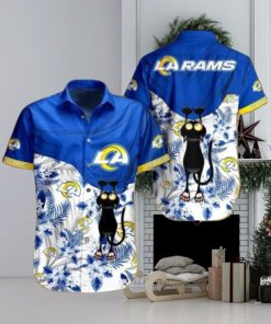 Nfl Los Angeles Rams Black Cat Graphic Trendy Hawaiian Shirt Aloha Shirt