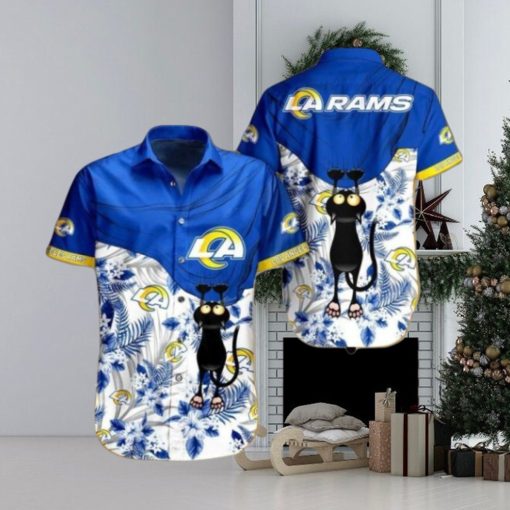 Nfl Los Angeles Rams Black Cat Graphic Trendy Hawaiian Shirt Aloha Shirt