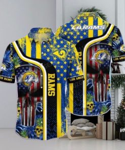 Nfl Los Angeles Rams Graphic Tropical Punisher Skull Trendy Hawaiian Shirt Aloha Shirt