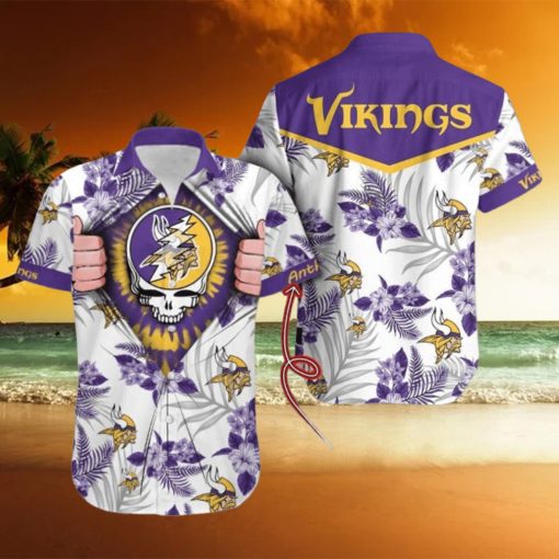 Nfl Minnesota Vikings Grateful Dead Gift For Fan Personalized 3D Hawaii Shirt Aloha Shirt For Men Women