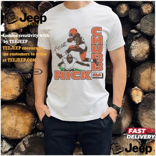 Nick Chubb Cleveland Browns football player leap signature shirt