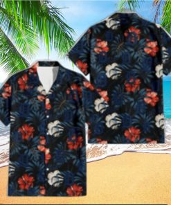 Nighttime Hibiscus Dark Leaf Detroit Tigers Aloha Shirt