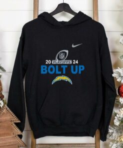 **Nike Bolt Up Los Angeles Chargers 2024 NFL Playoffs T-Shirt** featuring bold 