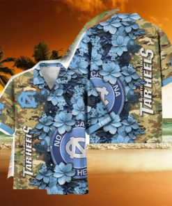 North Carolina Tar Heels Custom Name Personalized Camo Flower Pattern Hawaiian Shirt