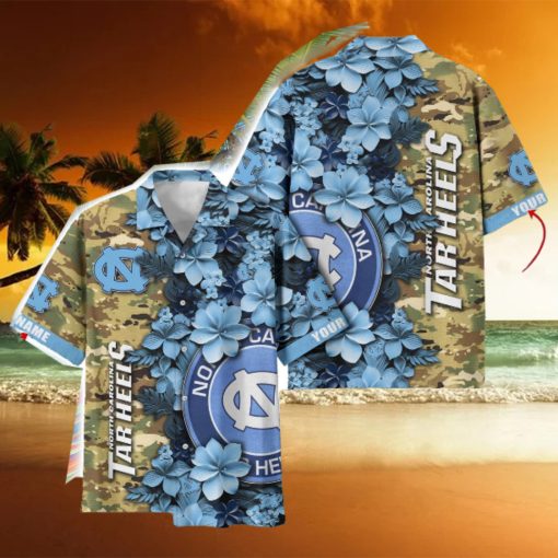 North Carolina Tar Heels Custom Name Personalized Camo Flower Pattern Hawaiian Shirt