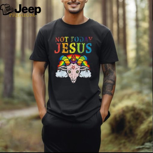 Not Today Jesus Satan Goat Satanic Pride Rainbow T Shirt