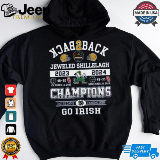 Notre Dame Fighting Irish Jeweled Shillelagh Back2back Champions T Shirt