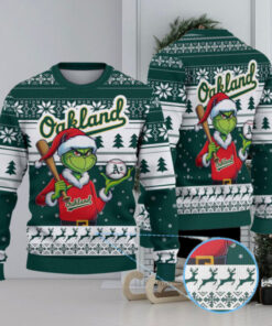 Oakland Athletics Funny Grinch Christmas Sweater