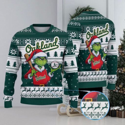 Oakland Athletics Funny Grinch Christmas Sweater