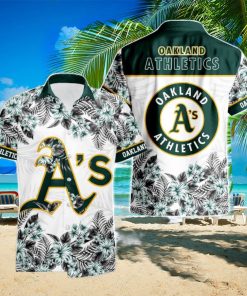 Oakland Athletics Hibiscus Plumeria Flower 3D Printed Hawaiian Shirt