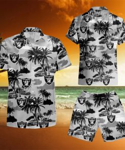 Oakland Raiders Coconut Tree Hawaiian Shirt And Short