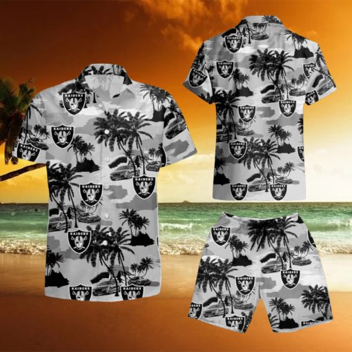 Oakland Raiders Coconut Tree Hawaiian Shirt And Short