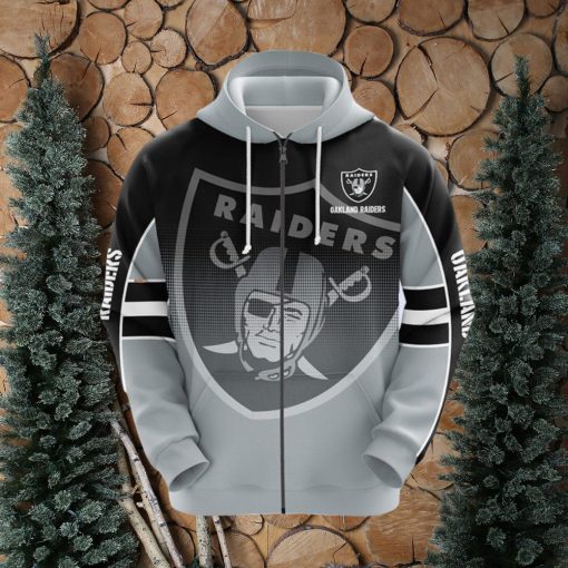 Oakland Raiders NFL Grey 3D Hoodie Zip Hoodie For Men And Women Sport Gift