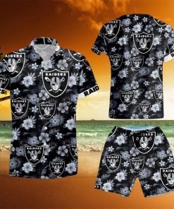 Oakland Raiders Tropical Flower Hawaiian Shirt And Short