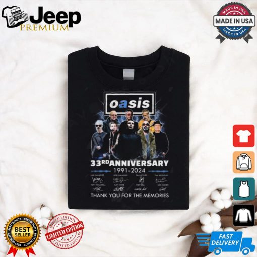 Oasis Live 33rd Anniversary 1991 2024 Thank You For The Memories T Shirt